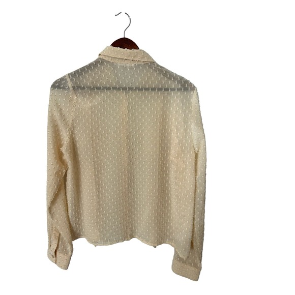 Line & Dot womens blouse cream ruffle dot sz medium button front - Picture 4 of 4